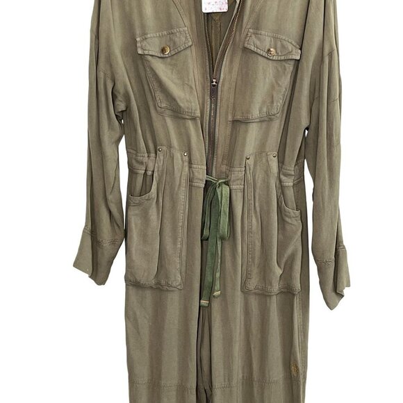 Free People Movement Off to the Races Olive Utility Jumpsuit XS - Picture 7 of 11